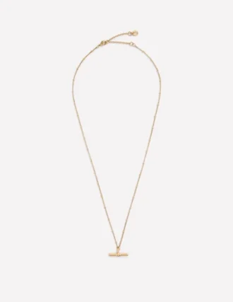 Fine T-bar Pendant Necklace Gold Colour