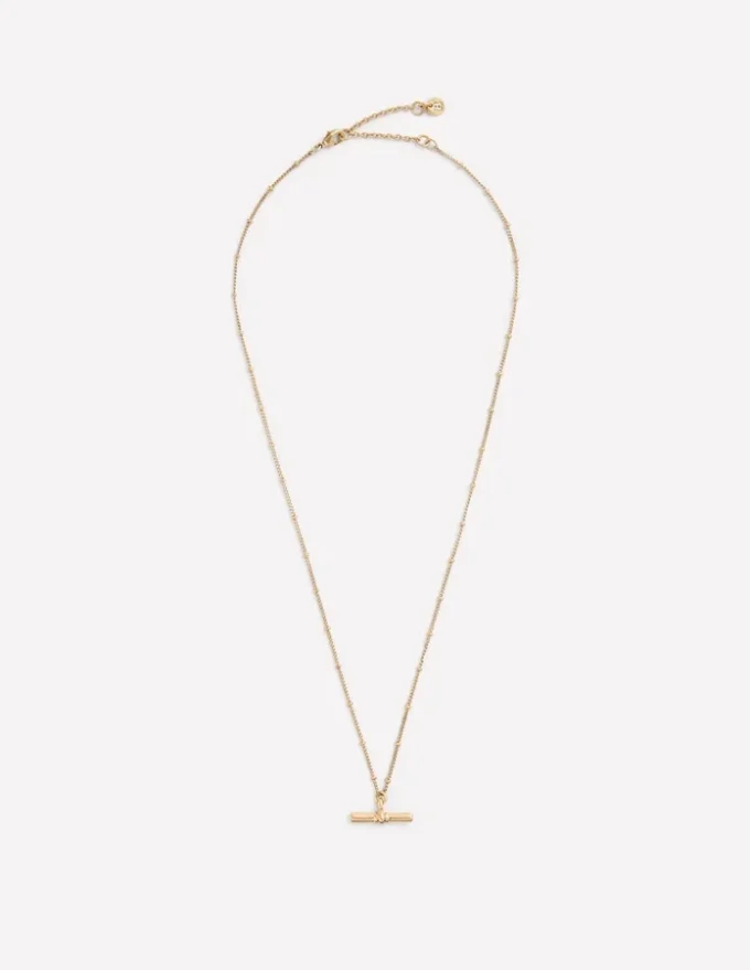 Fine T-bar Pendant Necklace Gold Colour Fine T-bar Pendant Necklace Gold Colour