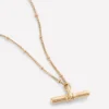 Fine T-bar Pendant Necklace Gold Colour Fine T-bar Pendant Necklace Gold Colour