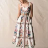 Fit and Flare Midi Dress Multi Meadow Flowers Lattice Fit and Flare Midi Dress Multi Meadow Flowers Lattice