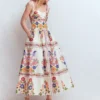 Fit and Flare Midi Dress Multi Meadow Flowers Lattice Fit and Flare Midi Dress Multi Meadow Flowers Lattice