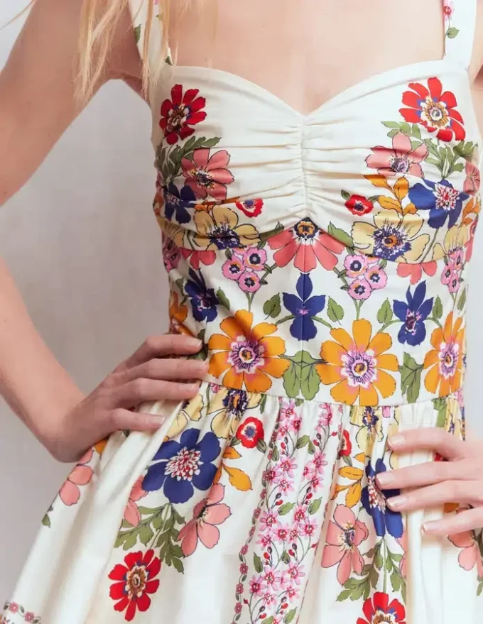 Fit and Flare Midi Dress Multi Meadow Flowers Lattice Fit and Flare Midi Dress Multi Meadow Flowers Lattice