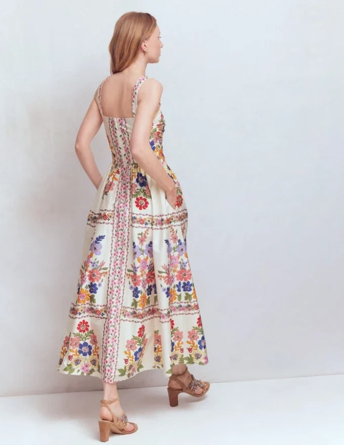Fit and Flare Midi Dress Multi Meadow Flowers Lattice Fit and Flare Midi Dress Multi Meadow Flowers Lattice