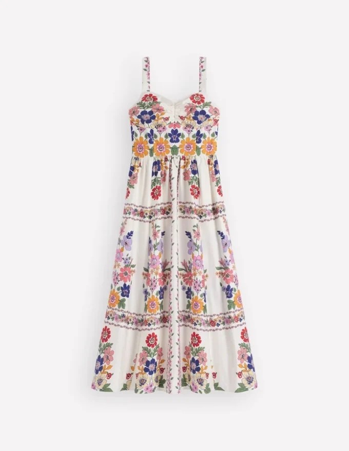 Fit and Flare Midi Dress Multi Meadow Flowers Lattice Fit and Flare Midi Dress Multi Meadow Flowers Lattice