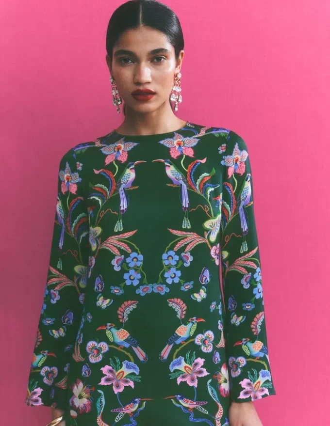 Flared Sleeve Shift Dress Multi, Orchid Canopy
