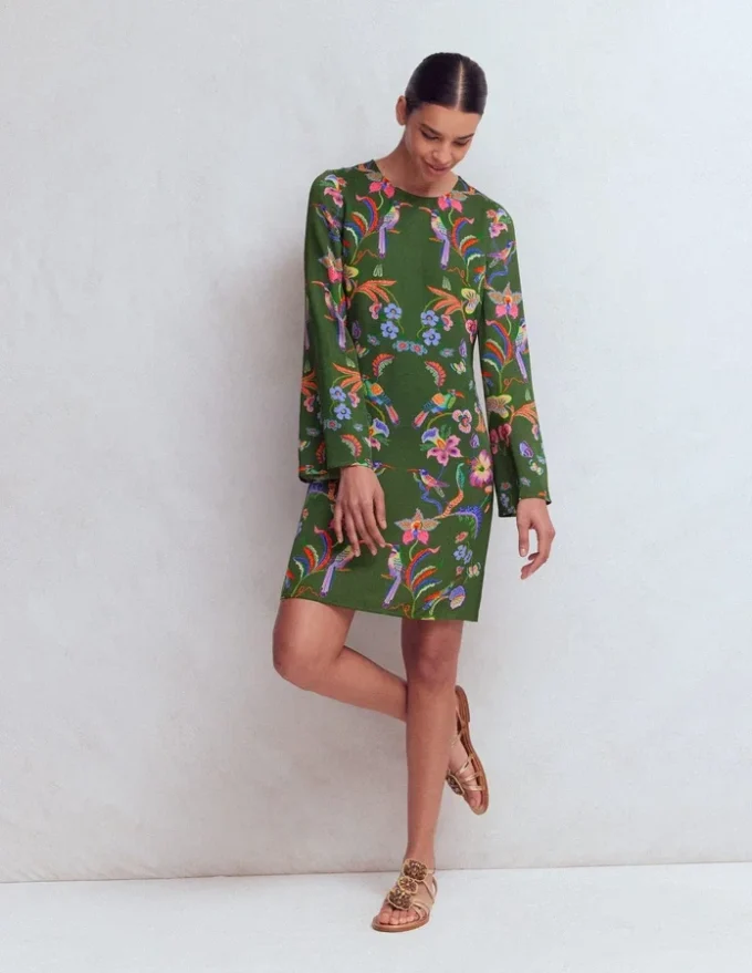 Flared Sleeve Shift Dress Multi, Orchid Canopy