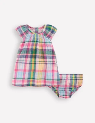 Floaty Shirred Dress Madras Check