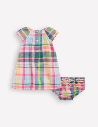 Floaty Shirred Dress Madras Check