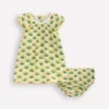 Floaty Shirred Dress Yellow Flower Stem Floaty Shirred Dress Yellow Flower Stem
