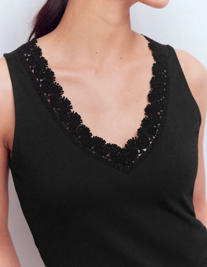 Flora Lace Trim Supersoft Tank Black Beauty Flora Lace Trim Supersoft Tank Black Beauty