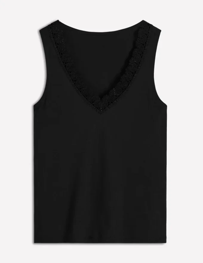 Flora Lace Trim Supersoft Tank Black Beauty Flora Lace Trim Supersoft Tank Black Beauty