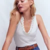 Flora Lace Trim Supersoft Tank Brilliant White Flora Lace Trim Supersoft Tank Brilliant White