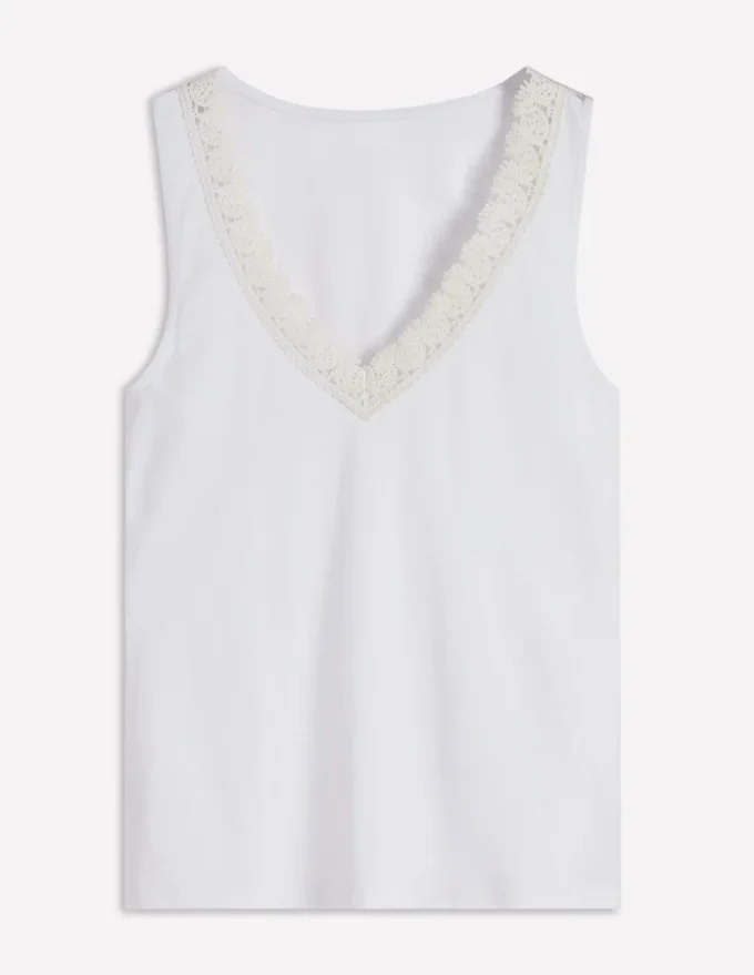 Flora Lace Trim Supersoft Tank Brilliant White Flora Lace Trim Supersoft Tank Brilliant White
