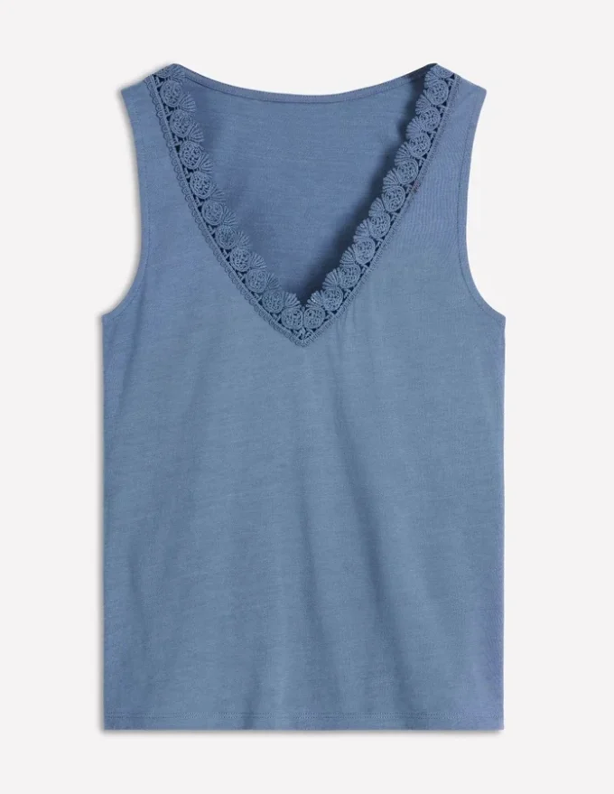 Flora Lace Trim Supersoft Tank Captains Blue Flora Lace Trim Supersoft Tank Captains Blue