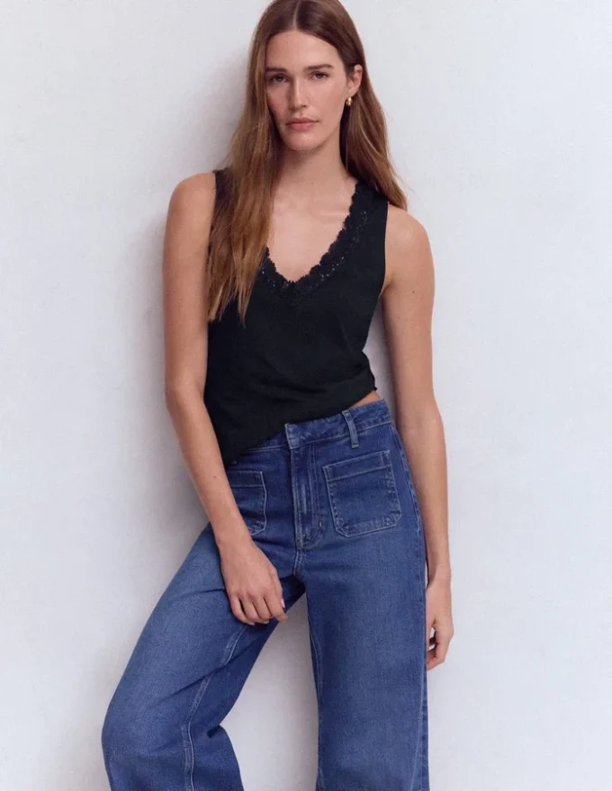 Flora Lace Trim Supersoft Tank Navy Blazer Flora Lace Trim Supersoft Tank Navy Blazer
