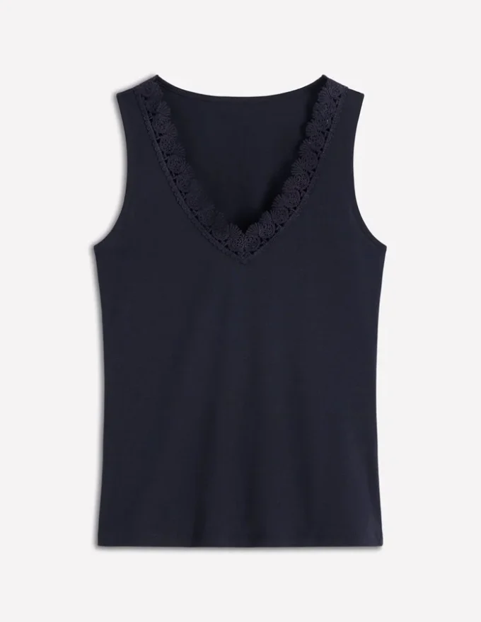 Flora Lace Trim Supersoft Tank Navy Blazer Flora Lace Trim Supersoft Tank Navy Blazer