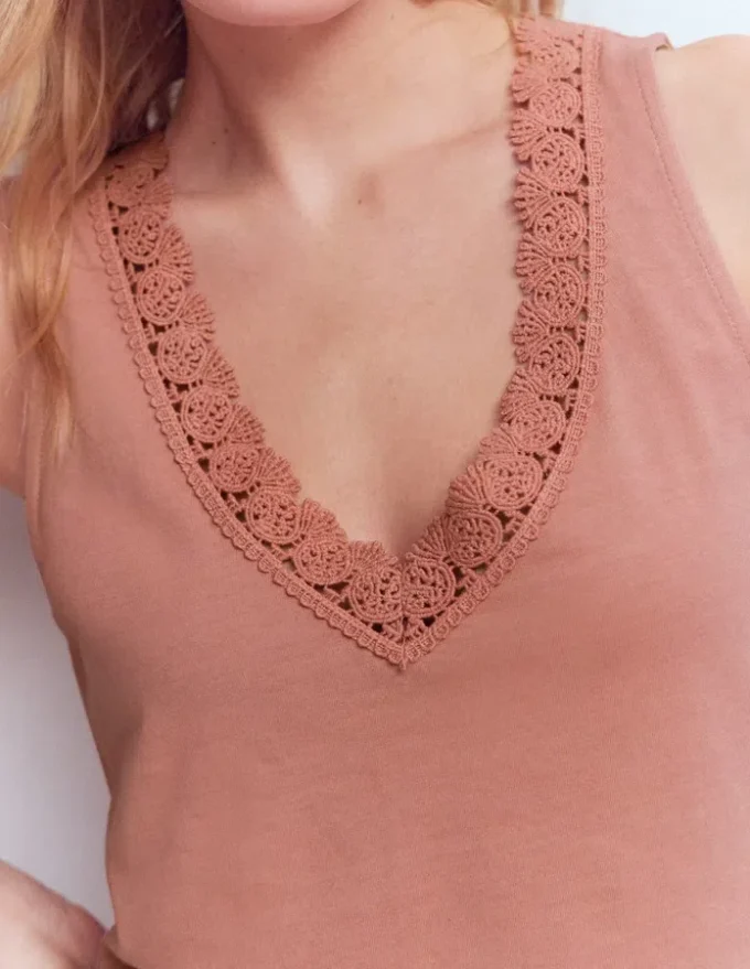 Flora Lace Trim Supersoft Tank Vintage Rose Flora Lace Trim Supersoft Tank Vintage Rose