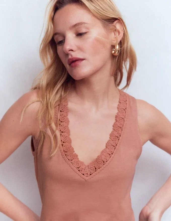 Flora Lace Trim Supersoft Tank Vintage Rose Flora Lace Trim Supersoft Tank Vintage Rose