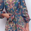 Florence Linen Blend Dress Blue, Enchanting Bouquet Florence Linen Blend Dress Blue, Enchanting Bouquet