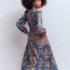 Florence Linen Blend Dress Blue, Enchanting Bouquet Florence Linen Blend Dress Blue, Enchanting Bouquet