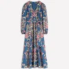 Florence Linen Blend Dress Blue, Enchanting Bouquet Florence Linen Blend Dress Blue, Enchanting Bouquet