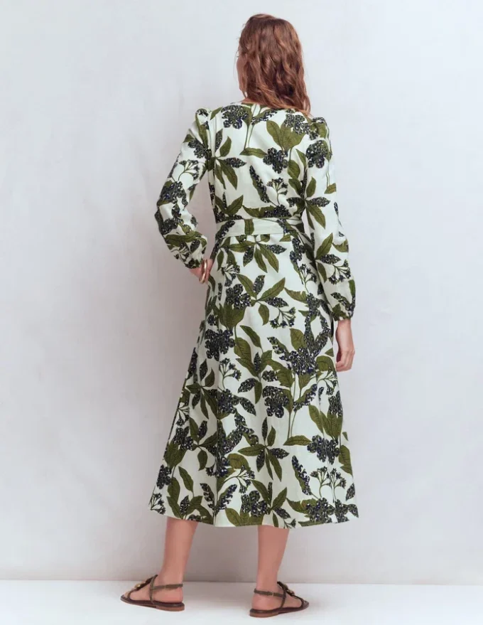 Florence Linen Blend Dress Olive Leopard Flora Florence Linen Blend Dress Olive Leopard Flora