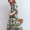 Florence Linen Blend Dress Olive Leopard Flora Florence Linen Blend Dress Olive Leopard Flora