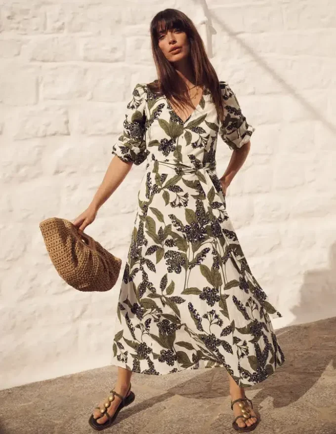 Florence Linen Blend Dress Olive Leopard Flora Florence Linen Blend Dress Olive Leopard Flora