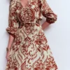 Florence Linen Blend Dress Orange, Ornamental Garden Florence Linen Blend Dress Orange, Ornamental Garden