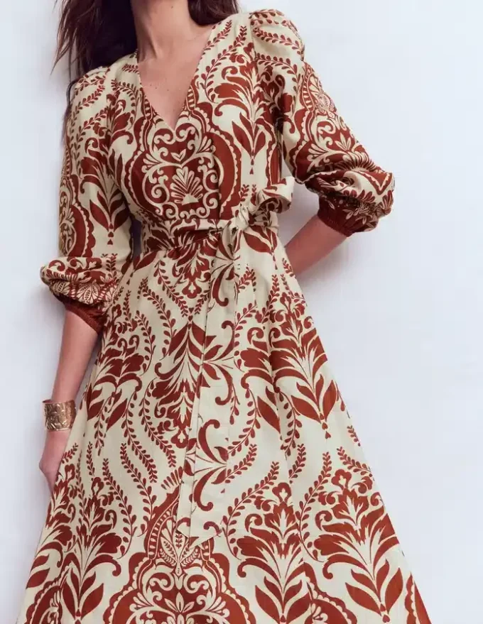 Florence Linen Blend Dress Orange, Ornamental Garden Florence Linen Blend Dress Orange, Ornamental Garden