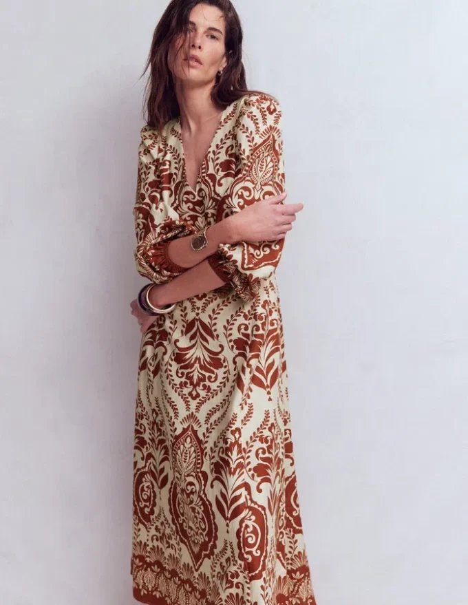 Florence Linen Blend Dress Orange, Ornamental Garden Florence Linen Blend Dress Orange, Ornamental Garden