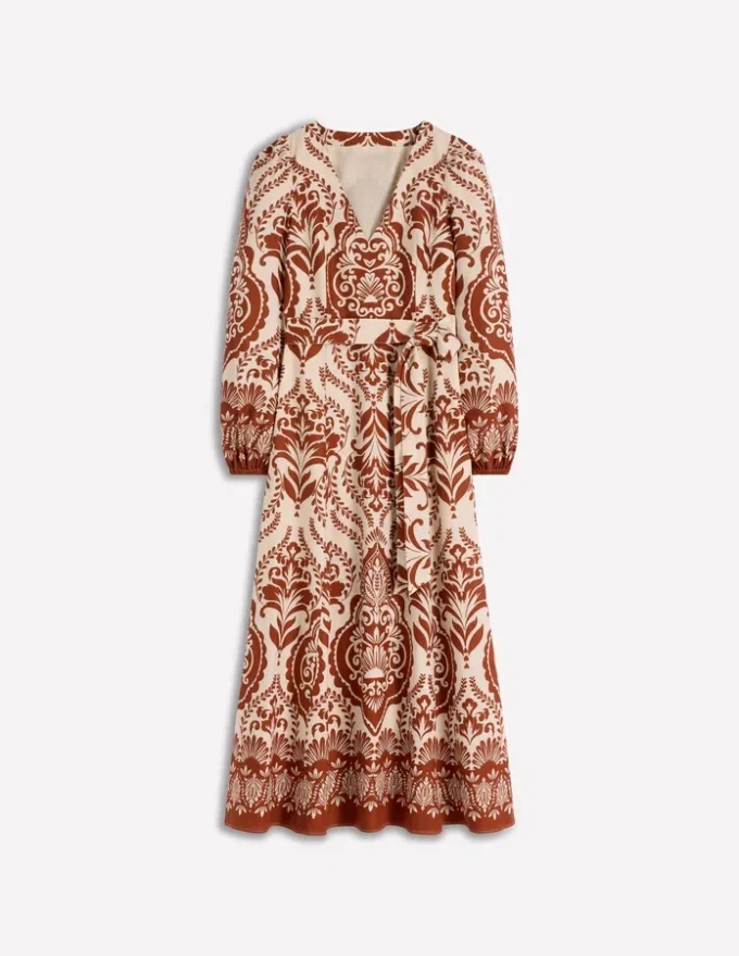 Florence Linen Blend Dress Orange, Ornamental Garden Florence Linen Blend Dress Orange, Ornamental Garden