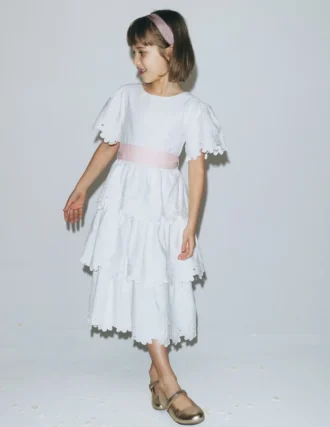 Flower Hem Occasion Dress Soft Ivory