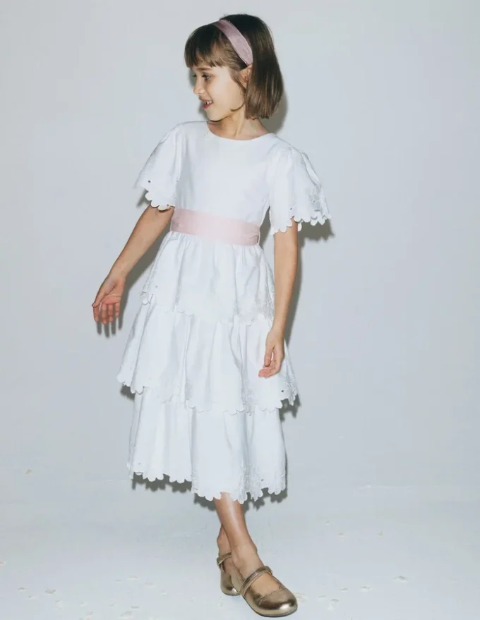 Flower Hem Occasion Dress Soft Ivory Flower Hem Occasion Dress Soft Ivory