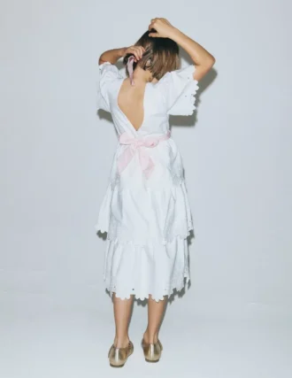 Flower Hem Occasion Dress Soft Ivory
