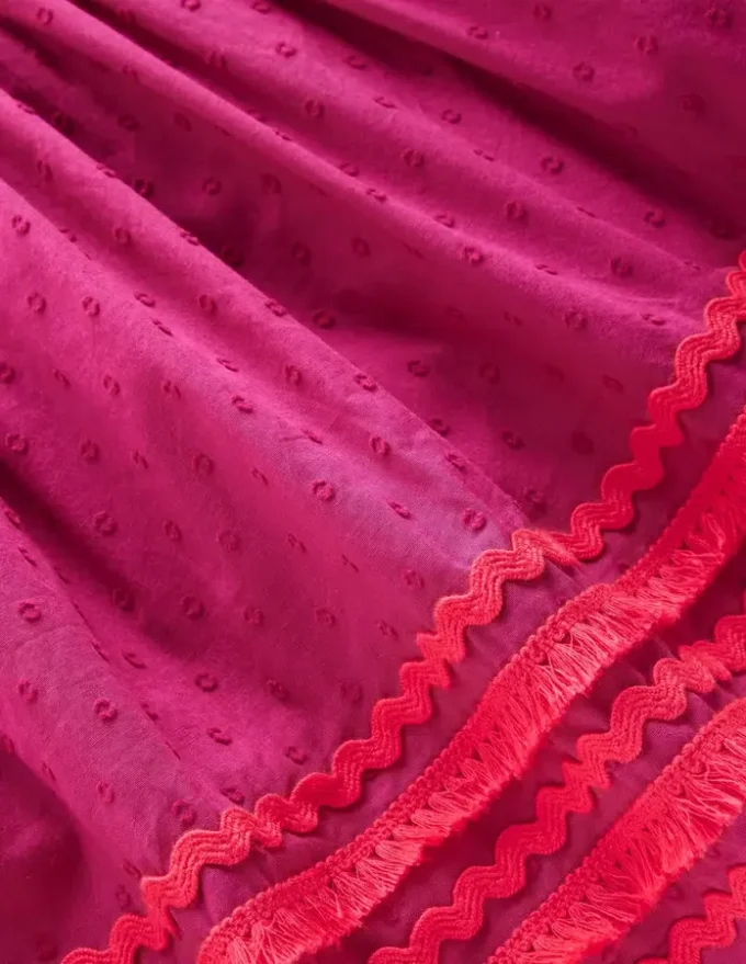 Flutter Sleeve Ric Rac Dress Bright Pink