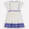 Flutter Sleeve Ric Rac Dress Soft Ivory/ Bright Blue Flutter Sleeve Ric Rac Dress Soft Ivory/ Bright Blue