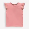 Flutter Sleeve Trim Top Almond Pink