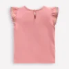 Flutter Sleeve Trim Top Almond Pink