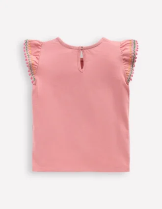 Flutter Sleeve Trim Top Almond Pink
