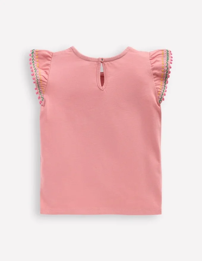 Flutter Sleeve Trim Top Almond Pink