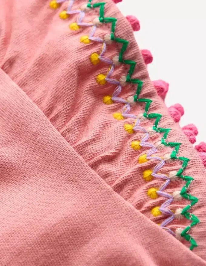 Flutter Sleeve Trim Top Almond Pink