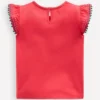 Flutter Sleeve Trim Top Jam Red