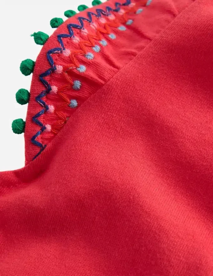 Flutter Sleeve Trim Top Jam Red