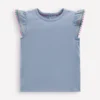 Flutter Sleeve Trim Top Salt blue