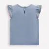 Flutter Sleeve Trim Top Salt blue