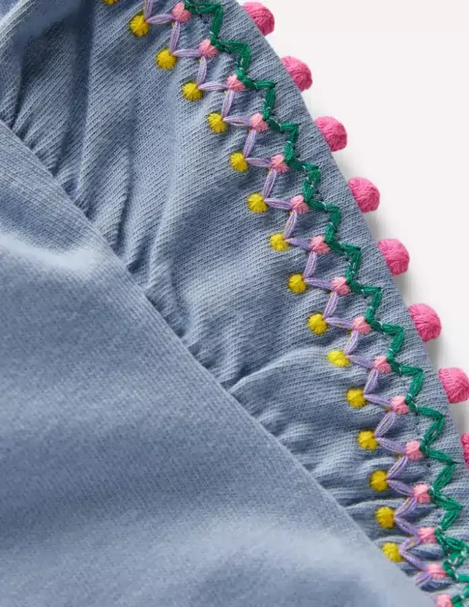 Flutter Sleeve Trim Top Salt blue
