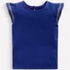 Flutter Sleeve Trim Top Starboard Blue