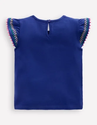 Flutter Sleeve Trim Top Starboard Blue