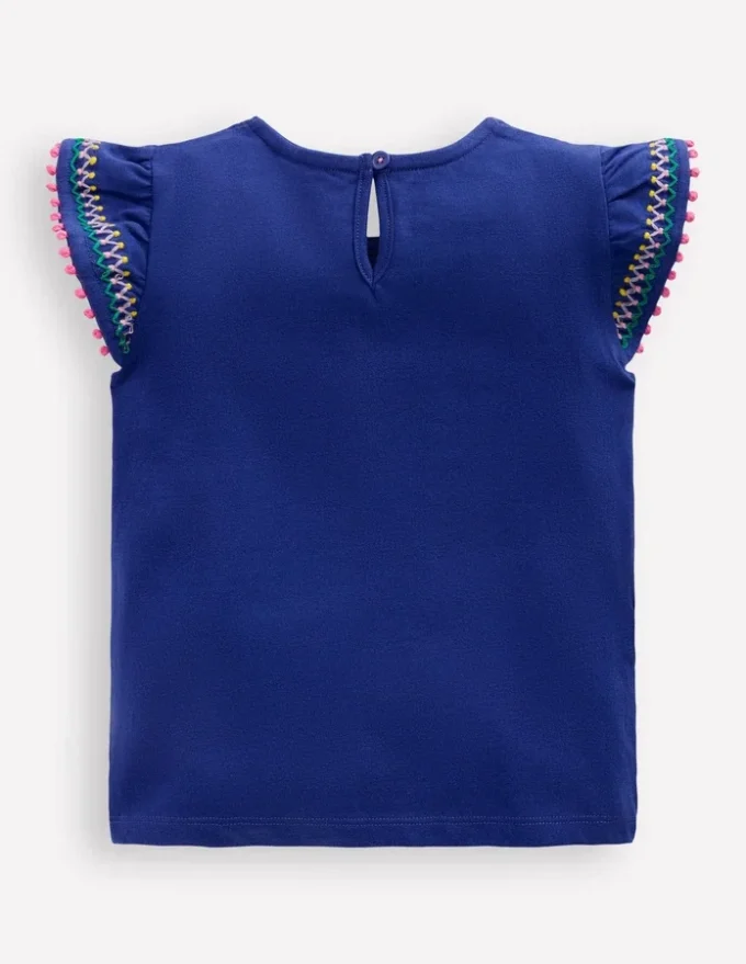 Flutter Sleeve Trim Top Starboard Blue